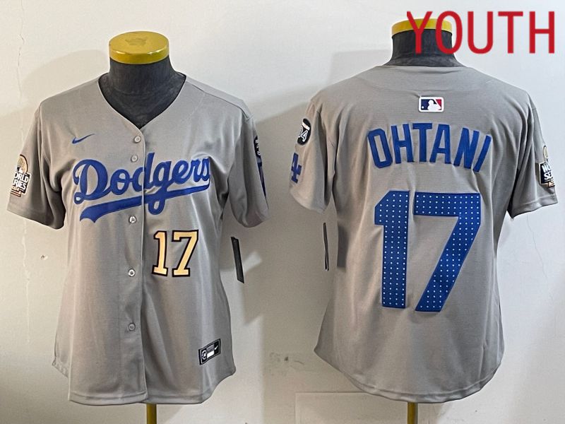Youth Los Angeles Dodgers #17 Ohtani Grey Game 2024 Nike MLB Jersey style 12051->youth mlb jersey->Youth Jersey
